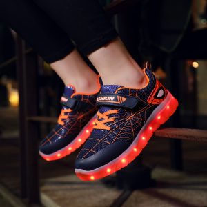 Zapatillas LED Recargables por USB para Niño | Negras | Tallas 26-37 | Luces Intermitentes y Velcro | TiendasFR