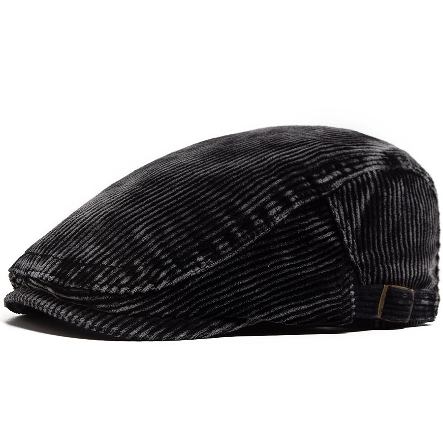 Boina Vintage de Pana Ajustable para Hombre | Informal y Elegante en Negro - Imagen 2