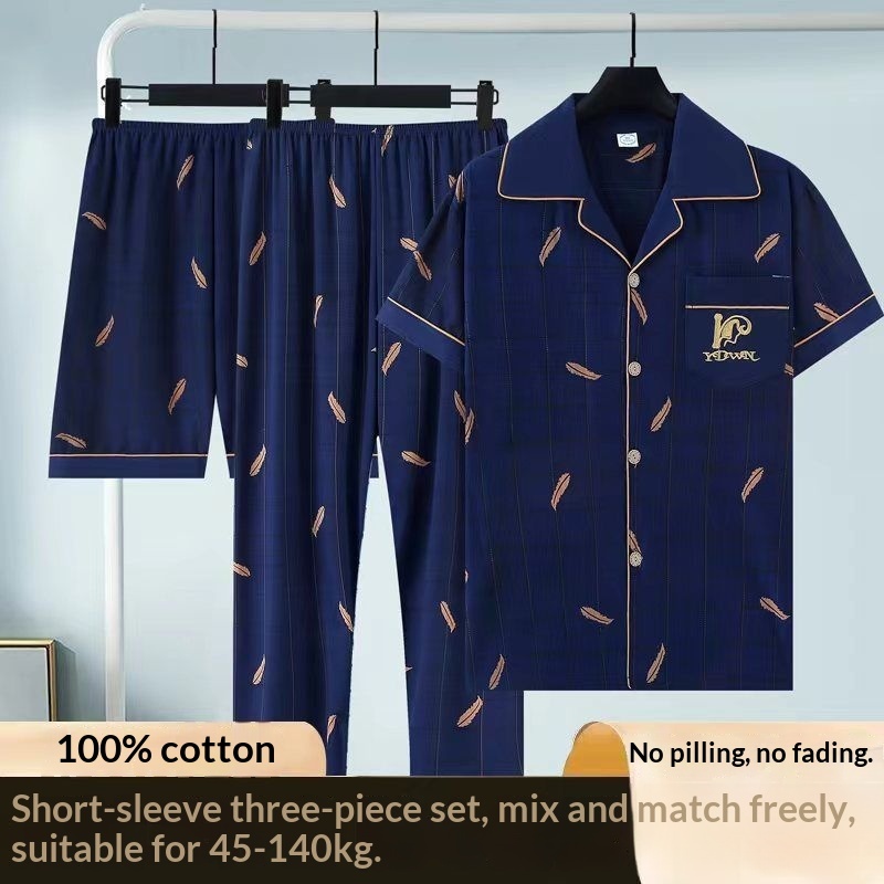 Conjunto de Pijama de Algodón Puro 3 Piezas para Hombre | Cómodo y Transpirable | Múltiples Tallas - Imagen 6