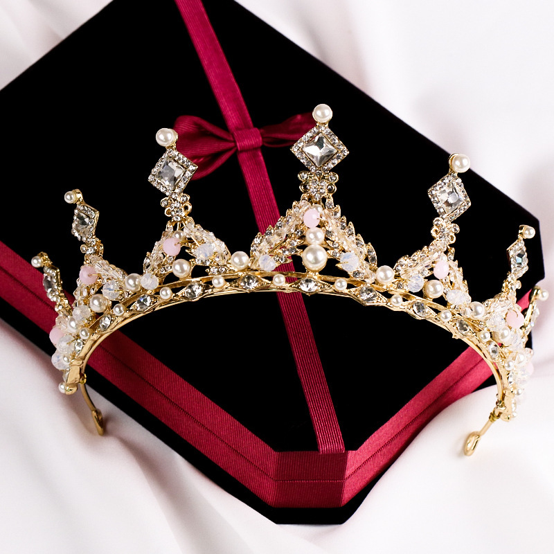 Corona Nupcial con Perlas y Diamantes | Aleación Dorada | Tiara de Novia | Accesorio Elegante | TiendasFR