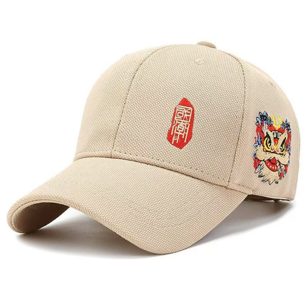 Gorra de Béisbol con Estampado de León para Hombre | Transpirable Beige Verano - Imagen 3