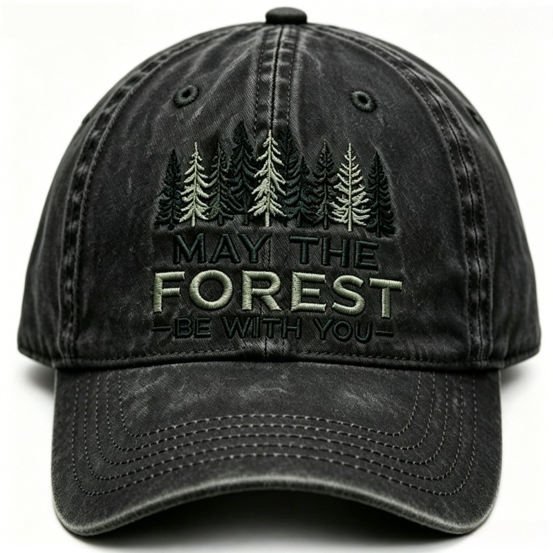 Gorra de Béisbol con Bordado de Bosque y Efecto Desgastado para Hombre - Imagen 7