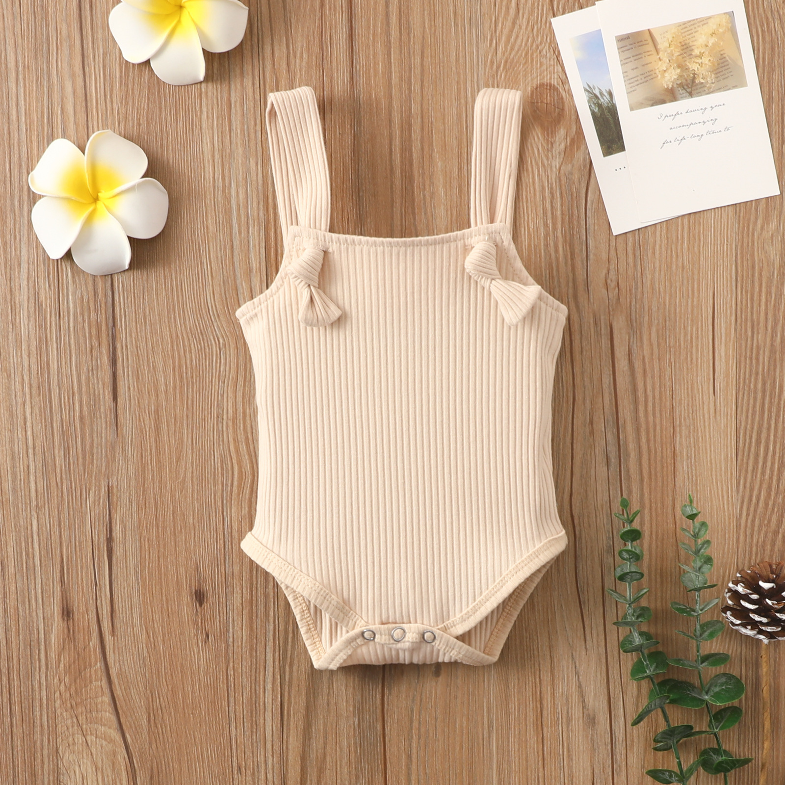 Pelele de Algodón para Bebé | Beige | Tallas 60-100 cm | Mono Suave y Cómodo para Recién Nacido | TiendasFR - Imagen 2