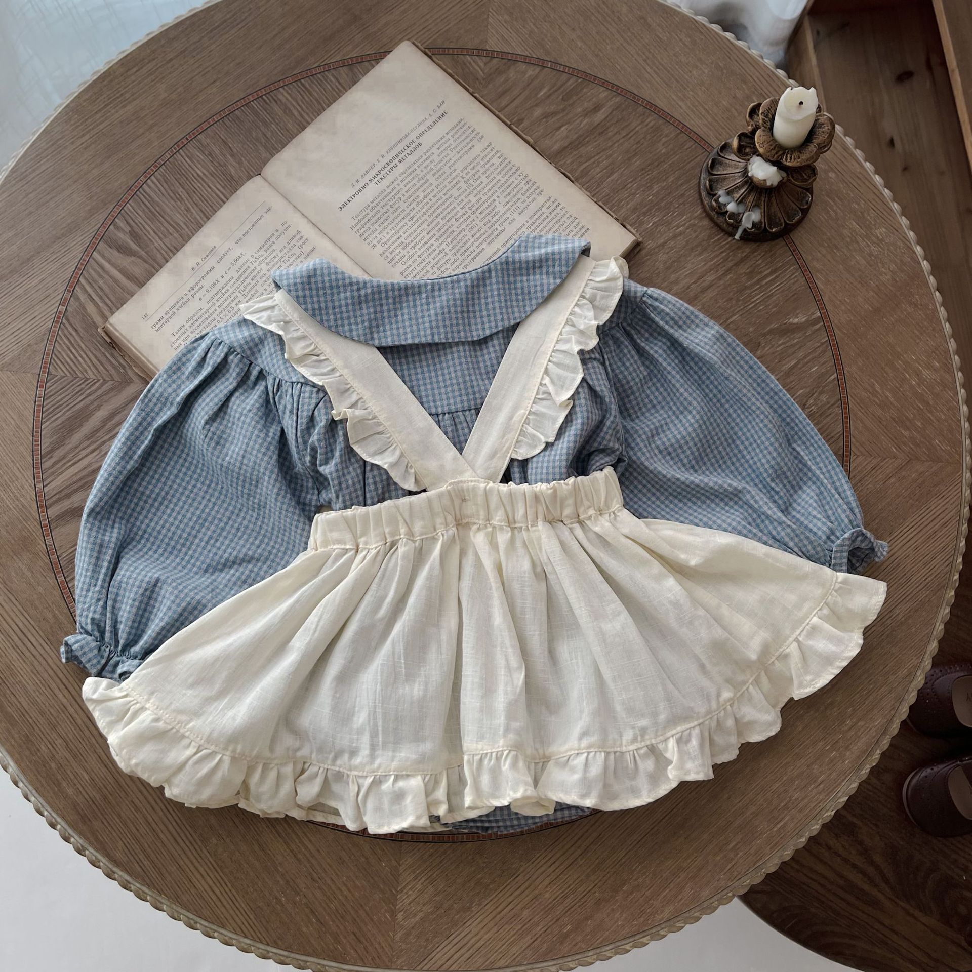 Pelele con Sobrefalda a Cuadros para Bebé Niña | Beige | Tallas 66-100 cm | Ropa Elegante para Fotos y Eventos | TiendasFR - Imagen 7