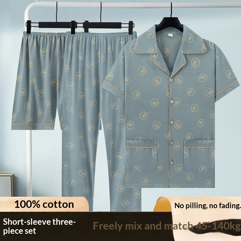 Conjunto de Pijama de Algodón Puro 3 Piezas para Hombre | Cómodo y Transpirable | Múltiples Tallas - Imagen 5