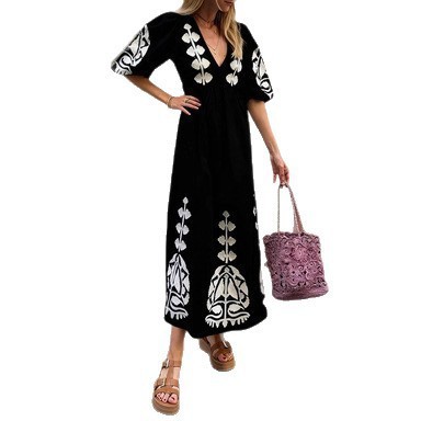 Vestido Holgado con Mangas Abullonadas y Abertura en la Espalda | Casual y Elegante para Mujer - Imagen 4