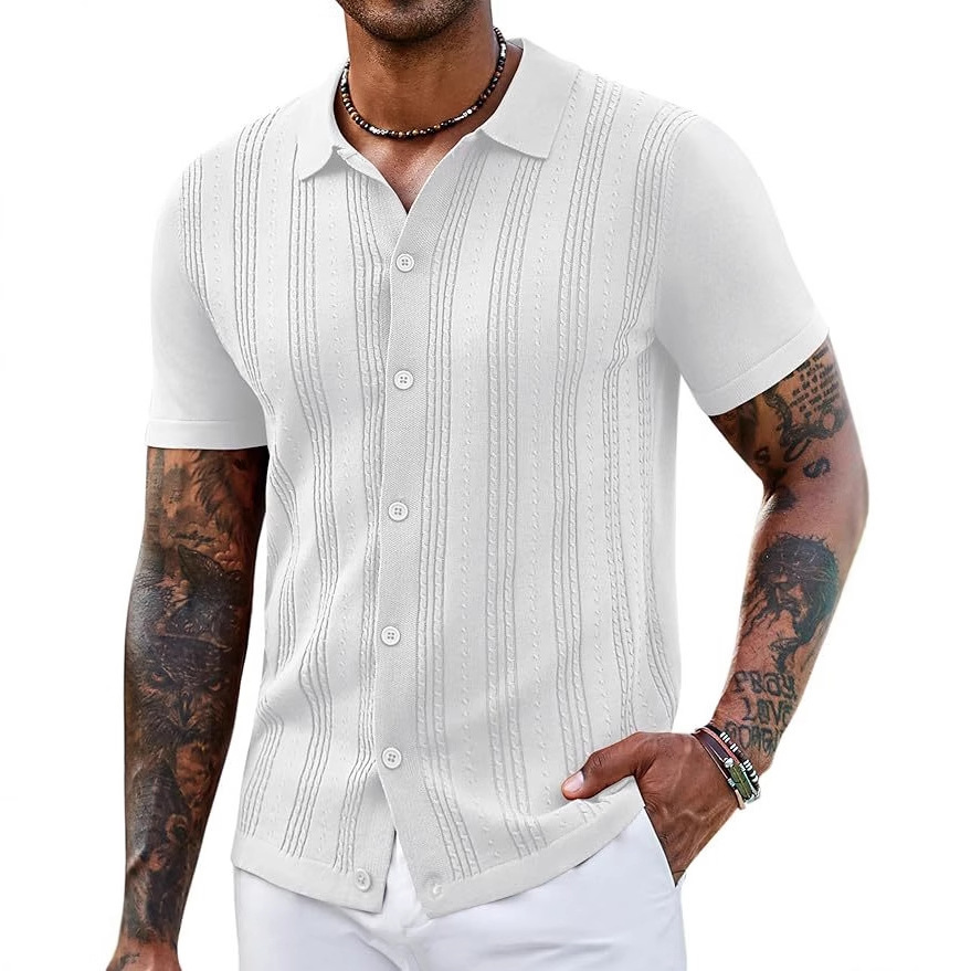 Suéter de Punto Calado a Rayas para Hombre | Moderno y Fresco en Albaricoque - Imagen 4