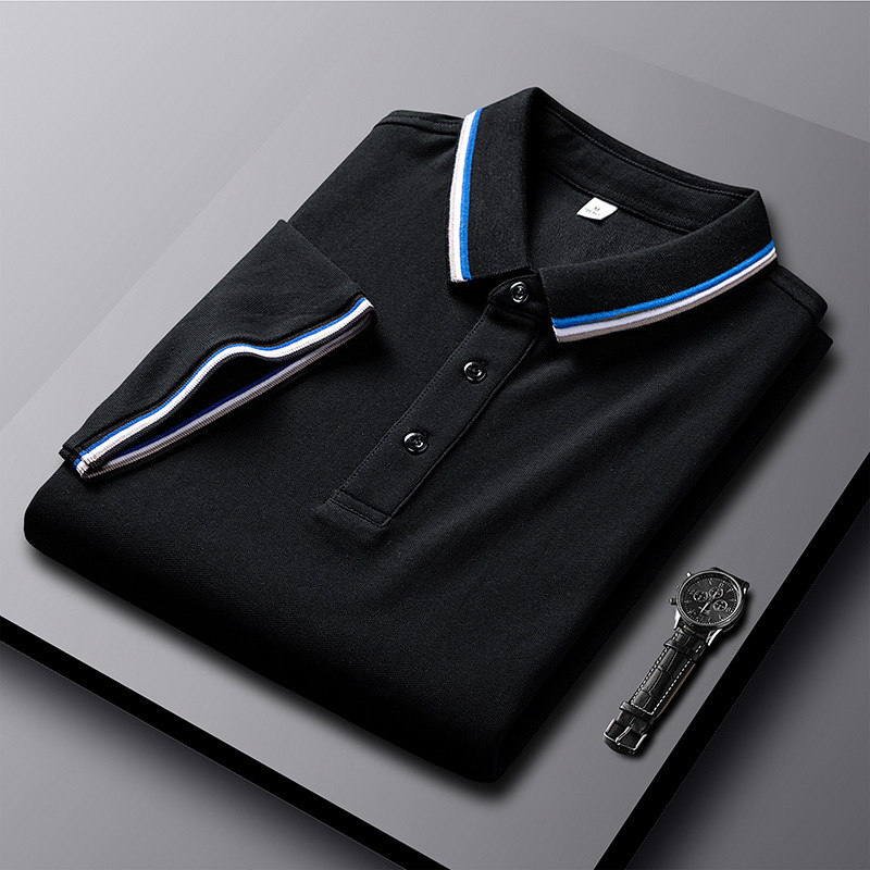 Polo de Manga Corta con Cuello Vuelto para Hombre | Negro Clásico y Versátil - Imagen 7