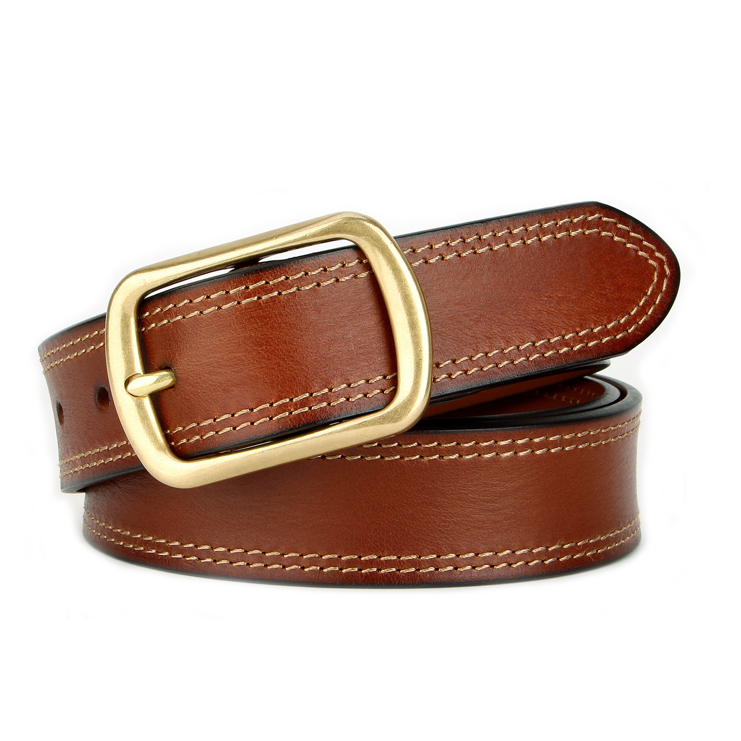 Cinturón de Cuero Vacuno de Grano Completo | Vintage Desgastado para Hombre | Hebilla Metálica - Imagen 4