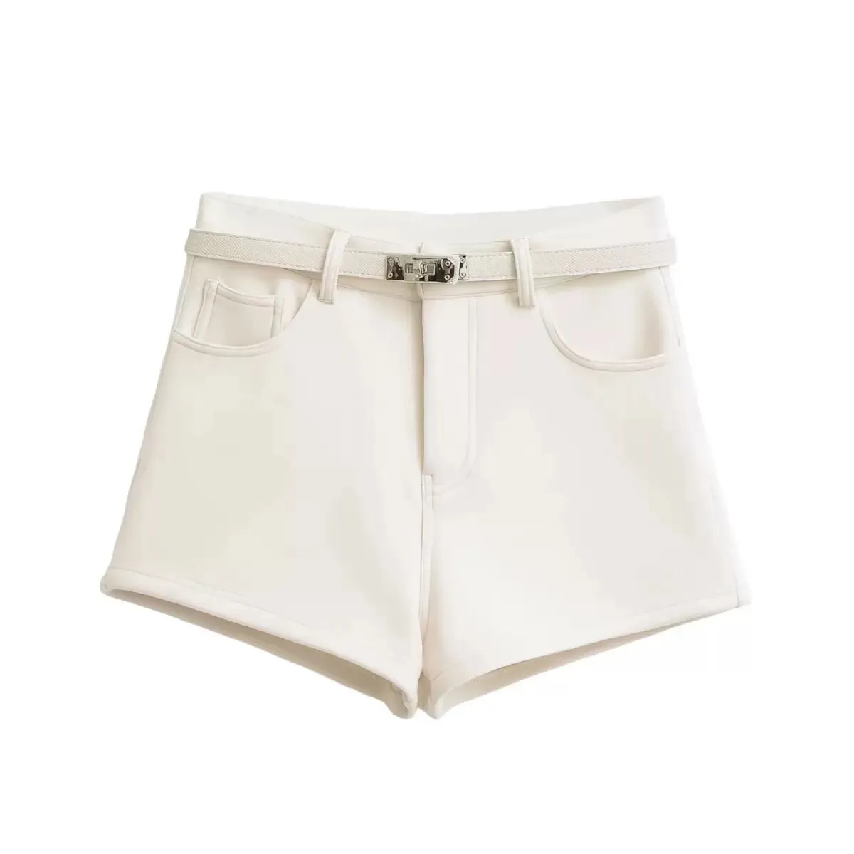 Pantalones Cortos de Tiro Alto con Ribete de Terciopelo | Elegantes y Cómodos | Talla Única - Imagen 4