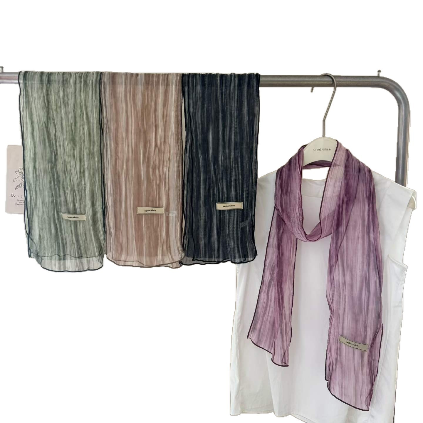 Bufanda de Seda con Efecto Degradado Vintage | Pañuelo Largo para Mujer | Accesorio Elegante - Imagen 4