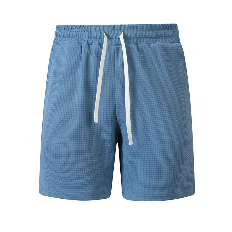 Shorts Informales con Tejido Gofrado para Hombre | Bolsillos con Cordón Ajustable en Negro - Imagen 8