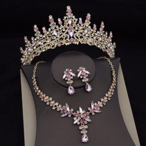 Tiara de Lujo Royal Queen | Conjunto Joyería Nupcial | Corona para Novia | Eventos Especiales | TiendasFR