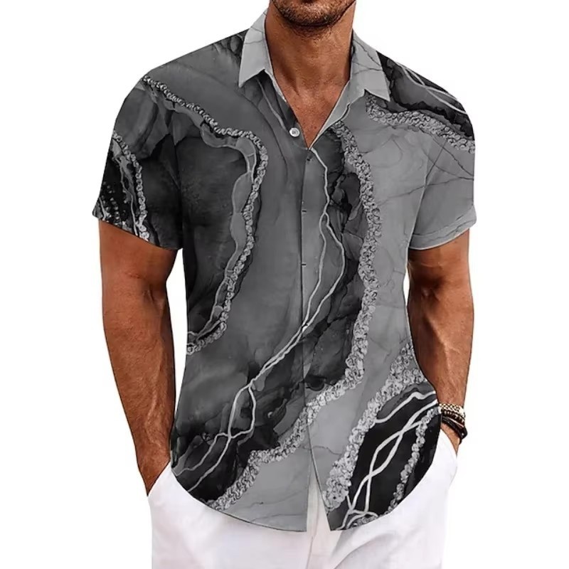 Camisa de Manga Corta con Estampado 3D para Hombre | Corte Ajustado Moderno - Imagen 10